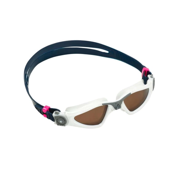 Aqua Sphere Kayenne Small Fit Brown Polarized Lens Swim Goggles, White/Grey, 197140