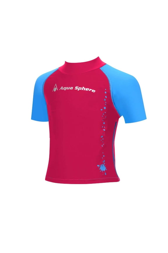 Short Sleeve Girls Rashguard Red/Blue 10Y