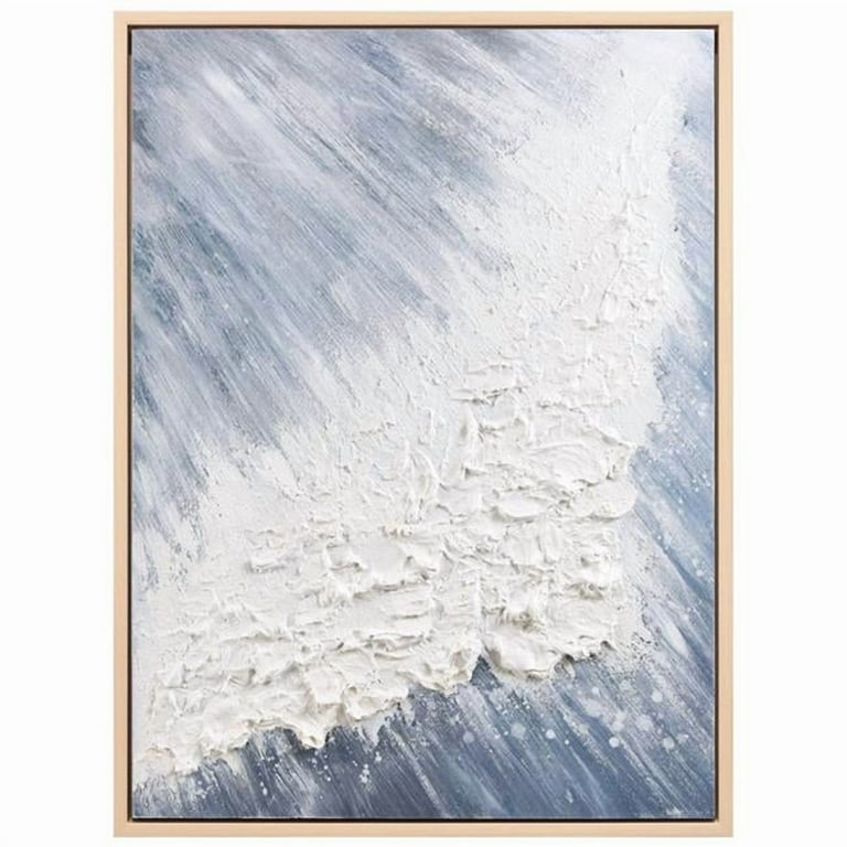 Aqua Splash Heavily Textured Hand Painted Framed Canvas Wall Art