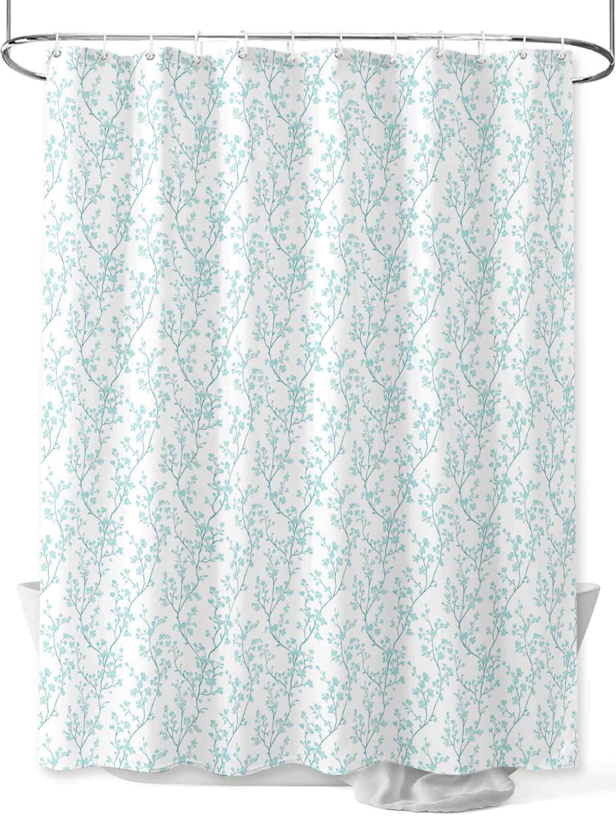 Aqua Spring Floral Extra Long Shower Curtain Set, Waterproof Shower ...