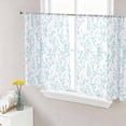 thumbnail image 1 of Aqua Spring Floral Sheer Curtains 54 Inch Length 2 Panels Set, Summer Botanical Watercolor Voile Window Treatment Rod Pocket Short Kitchen Curtains Drapes for Bedroom 52"x54"x2, 1 of 7