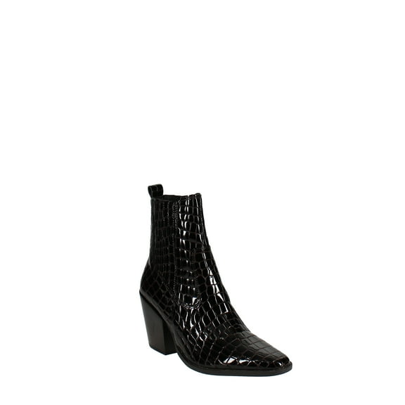 Aqua | Star Croc-Embossed Western Booties | Brown | Size 6.5