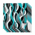 thumbnail image 1 of Aqua Stripe Cloth Napkins, Ombre Grey Moire Geometric Modern Abstract Washable and Reusable Dinner Napkins Set of 4, Table Napkin for Kitchen Party Birthday Wedding Hotel Housewarming 20"x20", 1 of 8
