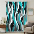 thumbnail image 1 of Aqua Stripe Sheer Curtains 54 Inches Long, Ombre Grey Moire Geometric Modern Abstract Light Filering Curtains, Breathable Simi Curtain Privacy Drapes for Kitchen Bathroom Small Window Treatment, 1 of 9