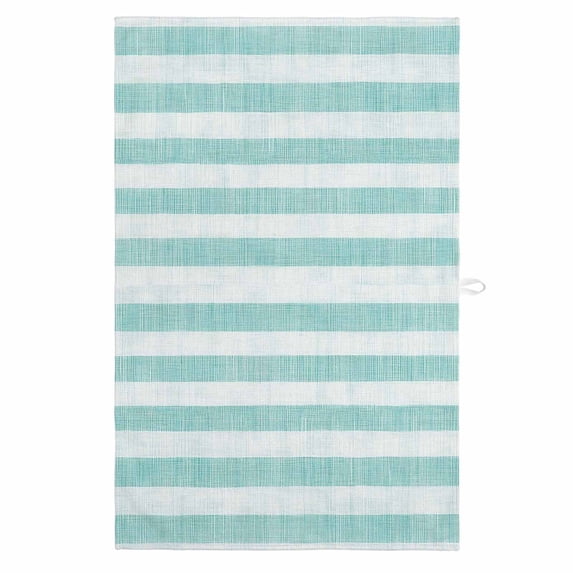 Aqua Striped 1 Pack Kitchen Towel, Water Absorbent Dish Towel, Rustic Farmhouse Stripes Decorative Hand Towels - Quick Drying Cloth for Cooking Baking, 18x28 Inch