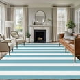 thumbnail image 1 of Aqua Striped 5x8 Area Rugs, Farmhouse Modern Turquoise Stripes Non-Skid Rubber Backing Large Rectangle Rugs - Living Room Bedroom Home Office, Indoor Floor Mat Carpets Washable Rug, 1 of 9