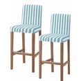thumbnail image 1 of Aqua Striped Bar Stool Covers Set of 2, Modern Farmhouse Blue White Stripes Stretch Washable Bar Chair Covers with Backs, Removable Pub Counter Height Chair Cover for Kitchen Dining Room Cafe, 1 of 7