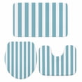 thumbnail image 1 of Aqua Striped Bath Mat 3 Piece Bathroom Rug Set, Modern Farmhouse Blue White Stripes Non Slip Bath Rug Contour Mat and Toilet Lid Cover, Absorbent Shower Mats Soft Bath Rugs and Mats Sets, 1 of 8