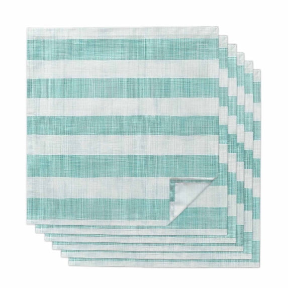 Aqua Striped Cloth Napkins, Rustic Farmhouse Stripes Washable and Reusable Dinner Napkins Set of 6, Table Napkin for Kitchen Party Birthday Wedding Hotel Housewarming 20"x20"
