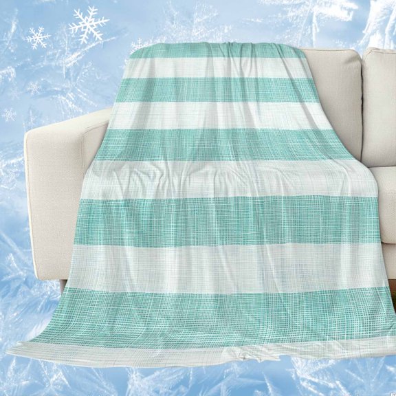 Aqua Striped Cooling Blanket, Lightweight Breathable Summer Throw Blanket with Double Sided Cold Effect, Rustic Farmhouse Stripes Picnic Beach Blankets Bed Sheet for Hot Sleepers 60"x80"