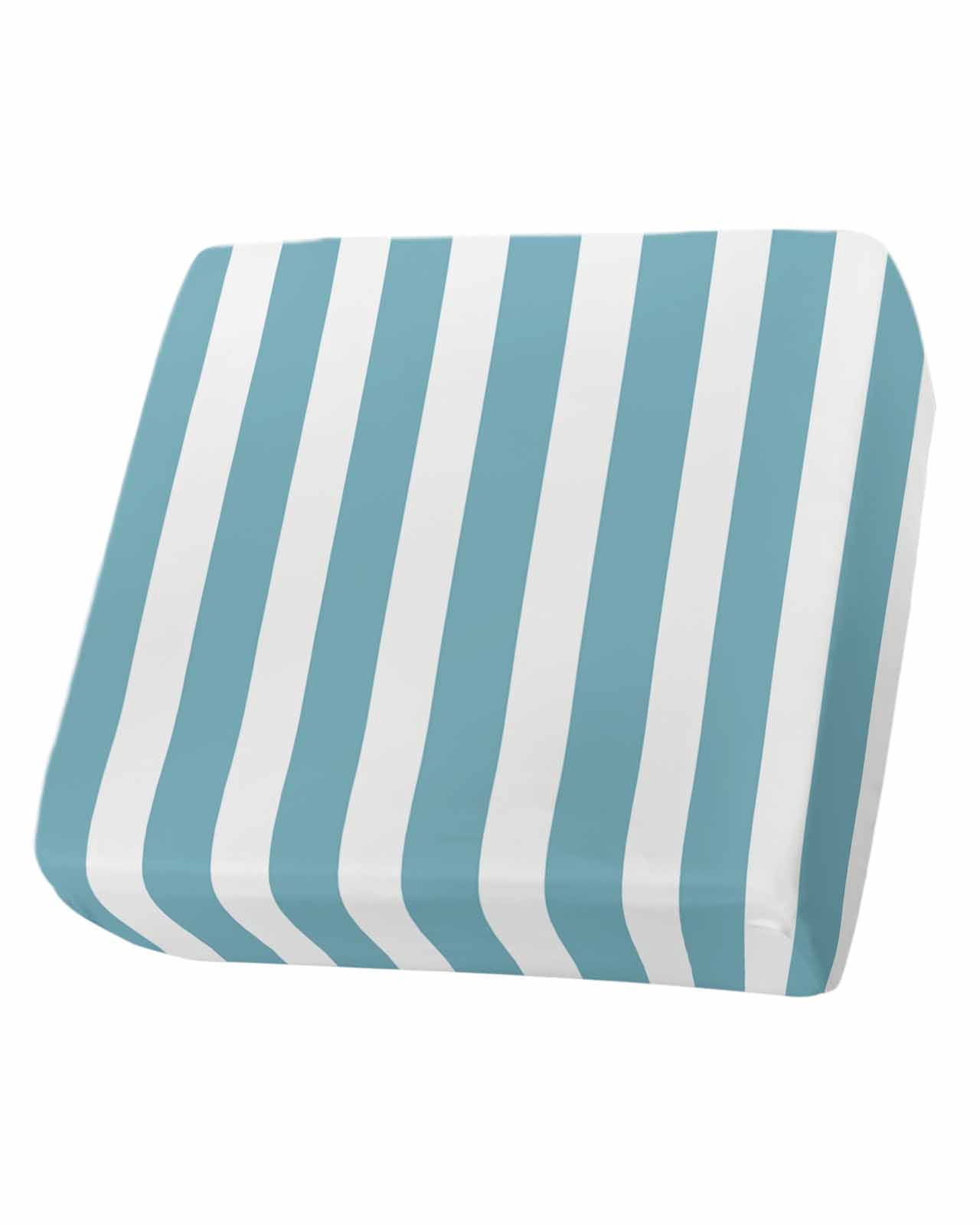 Aqua Striped Couch Cushion Covers,Stretch Seat Cushion Covers for Sectional Sofa,Modern Farmhouse Blue White Stripes Individual Sofa&nbsp;Slipcovers Furniture Protector with Elastic&Straps 1Pcs,S