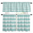 thumbnail image 1 of Aqua Striped Kitchen Curtains Sets for Windows 24 Inch Length, Rustic Farmhouse Stripes Rod Pocket Window Treatments Tier Curtains and Valances Set for Bedroom/Bathroom, 1 of 8