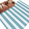 thumbnail image 1 of Aqua Striped Large Area Rugs for Bedroom Living Room, Soft Non Slip Carpet Bedside Rug, Modern Farmhouse Blue White Stripes Rectangular Floor Cover Kitchen Accent Rug 6'x9' for Dining Room/Office, 1 of 9
