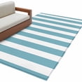 thumbnail image 1 of Aqua Striped Large Area Rugs for Bedroom Living Room, Soft Non Slip Carpet Bedside Rug, Modern Farmhouse Blue White Stripes Rectangular Floor Cover Kitchen Accent Rug 4'x6' for Dining Room/Office, 1 of 9