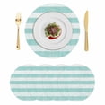 thumbnail image 1 of Aqua Striped Round 15 Inch Placemats Set of 4, Rustic Farmhouse Stripes HeatResistant Non Slip Place Mats for Dining Table, Wipeable Braided Kitchen Table Mats for Housewarming, 1 of 9