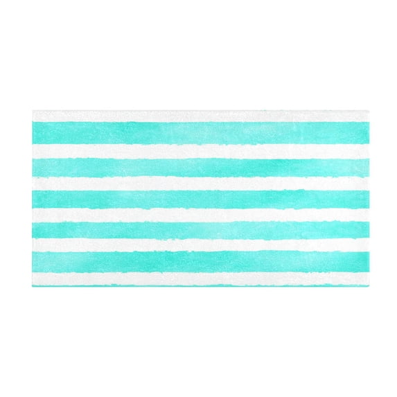 Aqua Stripes 39x20" Bath Mat Carpet, Absorbent and Non-Slip for Kitchen or Bathroom, Quick-Drying