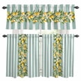 thumbnail image 1 of Aqua Stripes Lemon Kitchen Curtains Sets for Windows 36 Inch Length, Spring Botanical Plant Vertical Line Rod Pocket Window Treatments Tier Curtains and Valances Set for Bedroom/Bathroom, 1 of 8