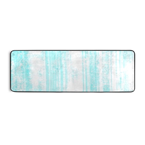 Aqua Stripes Pattern 72x24" Runner Rug, Non-Slip Memory Foam Cushion, Anti-Crease for Hallways and Bedrooms