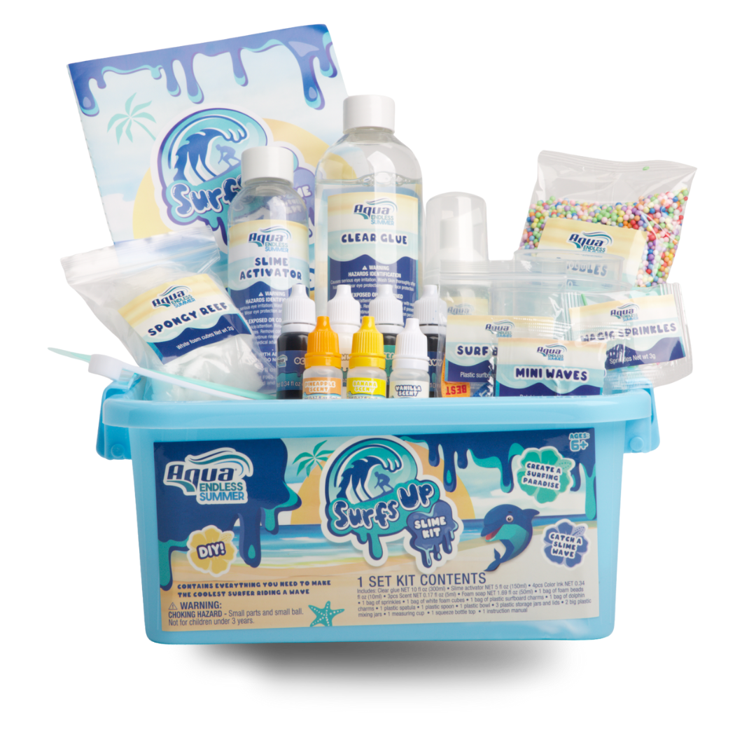 Aqua DIY Slime Kit with Carrying Case, 25 Pieces Included, Surfs Up