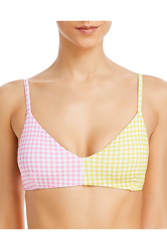 Swim Womens Checkered Pool Bikini Swim Top