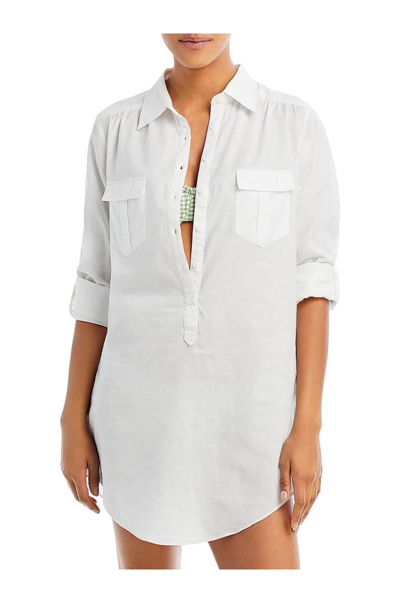 Swim Womens Collared Long Cover-Up
