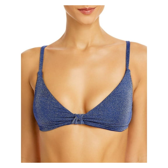 Aqua Swim Womens Metallic Twist Front Bikini Swim Top