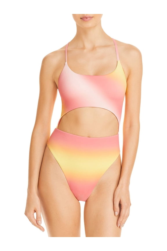 Swim Womens Ombre Cut Out One-Piece Swimsuit