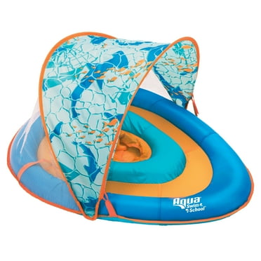 Aqua SwimSchool Grow-with-Me BabyBoat Pool Float for Infants 6-24 Months, Blue Shark