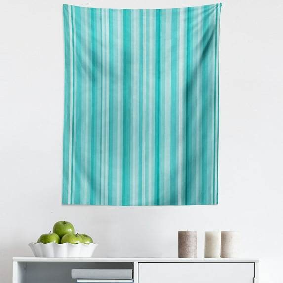 Aqua Tapestry, Abstract Ocean Inspired Palette Lines Geometrical Image Illustration, Fabric Wall Hanging Decor for Bedroom Living Room Dorm, 5 Sizes, Turquoise Pale Blue, by Ambesonne