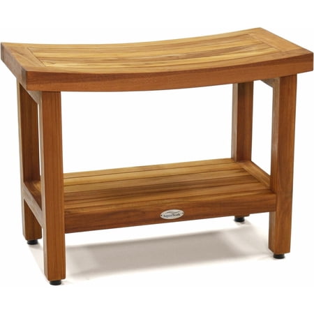 AquaTeak Patented Sumba Teak Shower Bench with Shelf Teak Oil - 24" with Shelf