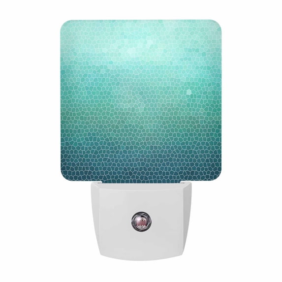 Aqua Teal Mosaic Night Light, Minimalist Abstract Hexagonal Grid Soft ...