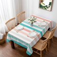 thumbnail image 1 of Aqua Teal Stripe Table Cloth Waterproof Tablecloths, Geometric Grey White Vertical Striped Tablecloth Dining Table Cover for Kitchen Party Tabletop Outdoor, Rectangle Tablecloth 60x102 Inch, 1 of 9