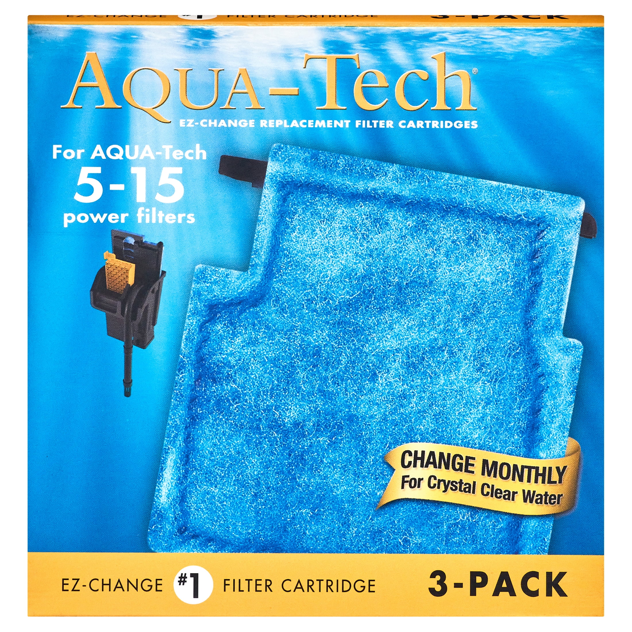 Aqua-Tech Blue Aquarium Filter Cartridge 3-Pack for 5-15 Power Filters