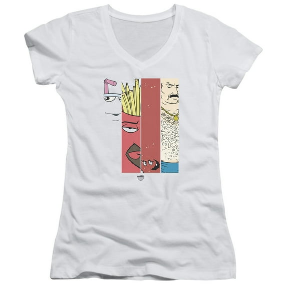 Aqua Teen Hunger Force Group Tiles Junior Women's T-Shirt V-Neck White