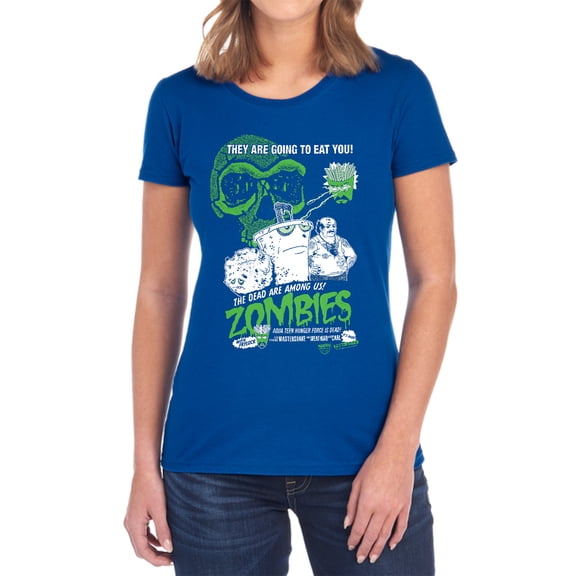 Aqua Teen Hunger Force Zombies Women's T Shirt, Royal, Large