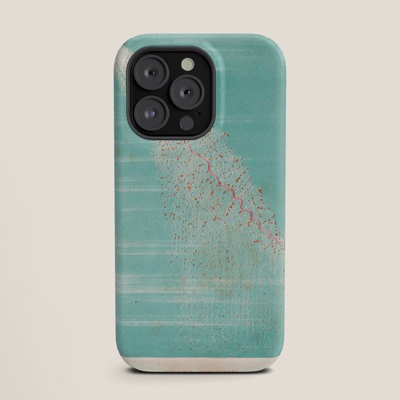 Aqua Textured Arc and Pink Wavy Line Tough Case for Apple iPhone Models, Polycarbonate and TPU