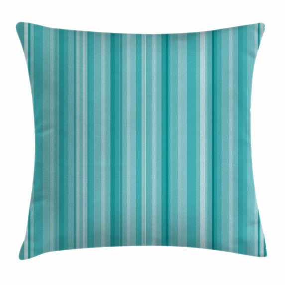 Aqua Throw Pillow Cushion Cover, Abstract Ocean Inspired Palette Lines Geometrical Image, Decorative Square Accent Pillow Case, 20 X 20 Inches, White Seafoam Light Blue and Turquoise, by Ambesonne
