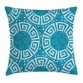 thumbnail image 1 of Aqua Throw Pillow Cushion Cover, Greek Meander Mosaic Pattern Classical Geometrical Ornament Ancient Architecture, Decorative Square Accent Pillow Case, 16 X 16 Inches, Blue Green White, by Ambesonne, 1 of 2