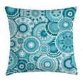 thumbnail image 1 of Aqua Throw Pillow Cushion Cover, Indian Hippie Ethnic Floral Leaves Mandala Rounds Print, Decorative Square Accent Pillow Case, 20 X 20 Inches, White Seafoam Dark Blue and Turquoise, by Ambesonne, 1 of 1