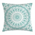 thumbnail image 1 of Aqua Throw Pillow Cushion Cover, Mandala Indian Ethnic Decor Tie Dye Floral Leaves Seem Design Image Print, Decorative Square Accent Pillow Case, 20 X 20 Inches, Sky Blue and White, by Ambesonne, 1 of 1