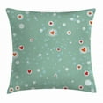 thumbnail image 1 of Aqua Throw Pillow Cushion Cover, Sketchy Circles with Hearts Abstract Dots Turquoise Backdrop Image, Decorative Square Accent Pillow Case, 16 X 16 Inches, Orange Red Seafoam and White, by Ambesonne, 1 of 2