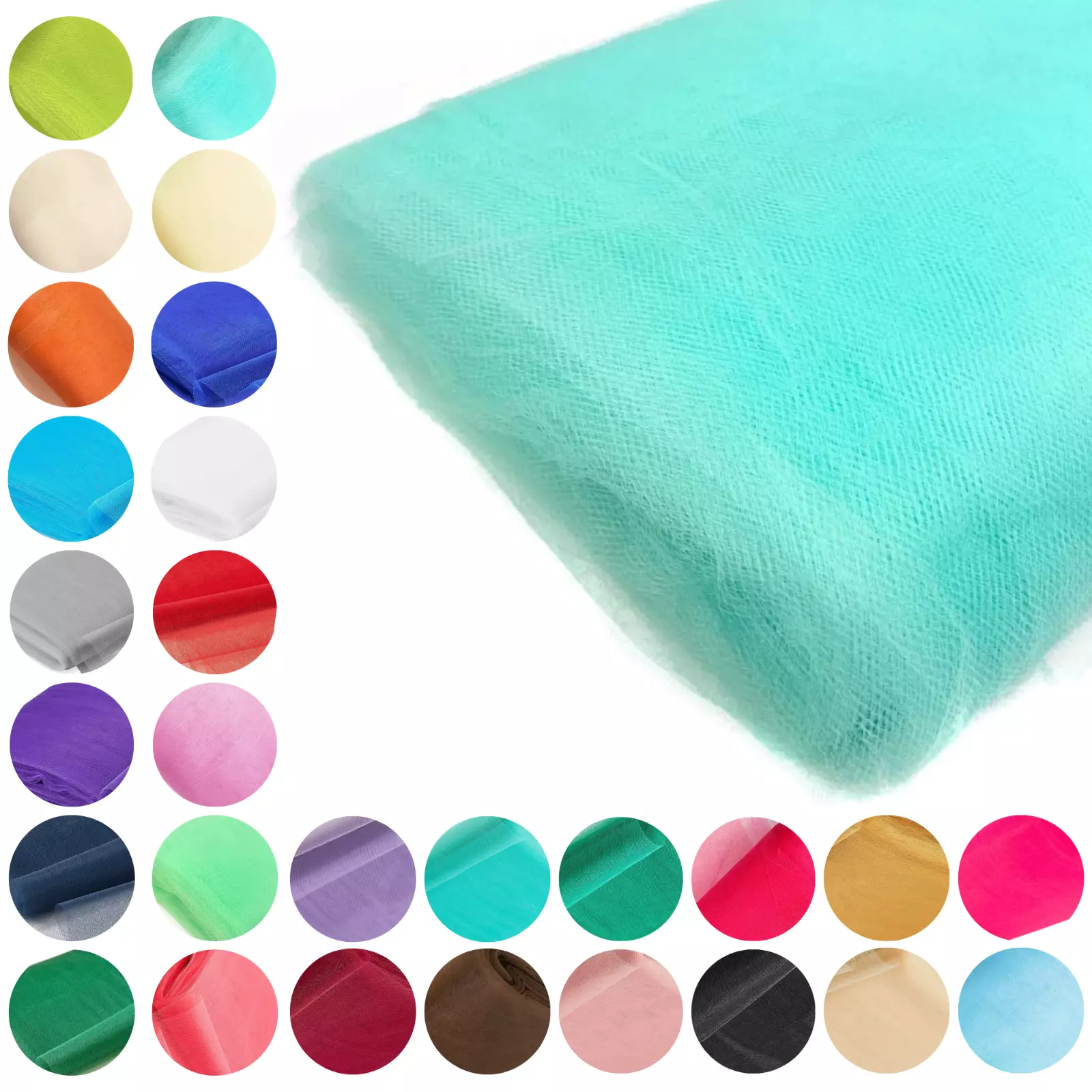 (Aqua) Tulle Fabric Roll - 54 Inch by 40 Yards (120FT), Lightweight & Sheer - Ideal for Wedding Décor, Tutus & Crafts, Gift Wrapping - Sew The Trend