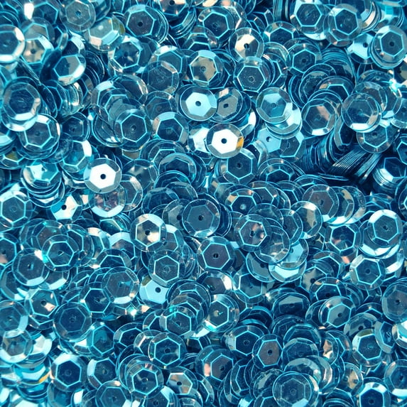 Aqua Turquoise Blue Cup Sequins 8mm Transparent See-Thru Made in USA