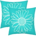 thumbnail image 1 of Aqua Turquoise Daisy Flower Pillow Covers 16x16 Inch Set of 2 Spring Summer Floral Bloom Decorative Throw Pillows Seasonal Teal Pillow Cases Farmhouse Home Decor for Cushion Couch Sofa Outdoor, 1 of 6