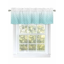 Aqua Valances for Windows, Rod Pocket Kitchen Valance Curtains - Soft & Washable Small Window Treatment for Living Room, Bathroom, Vintage Moroccan Plaid , 42x12 Inch, 1 Panel