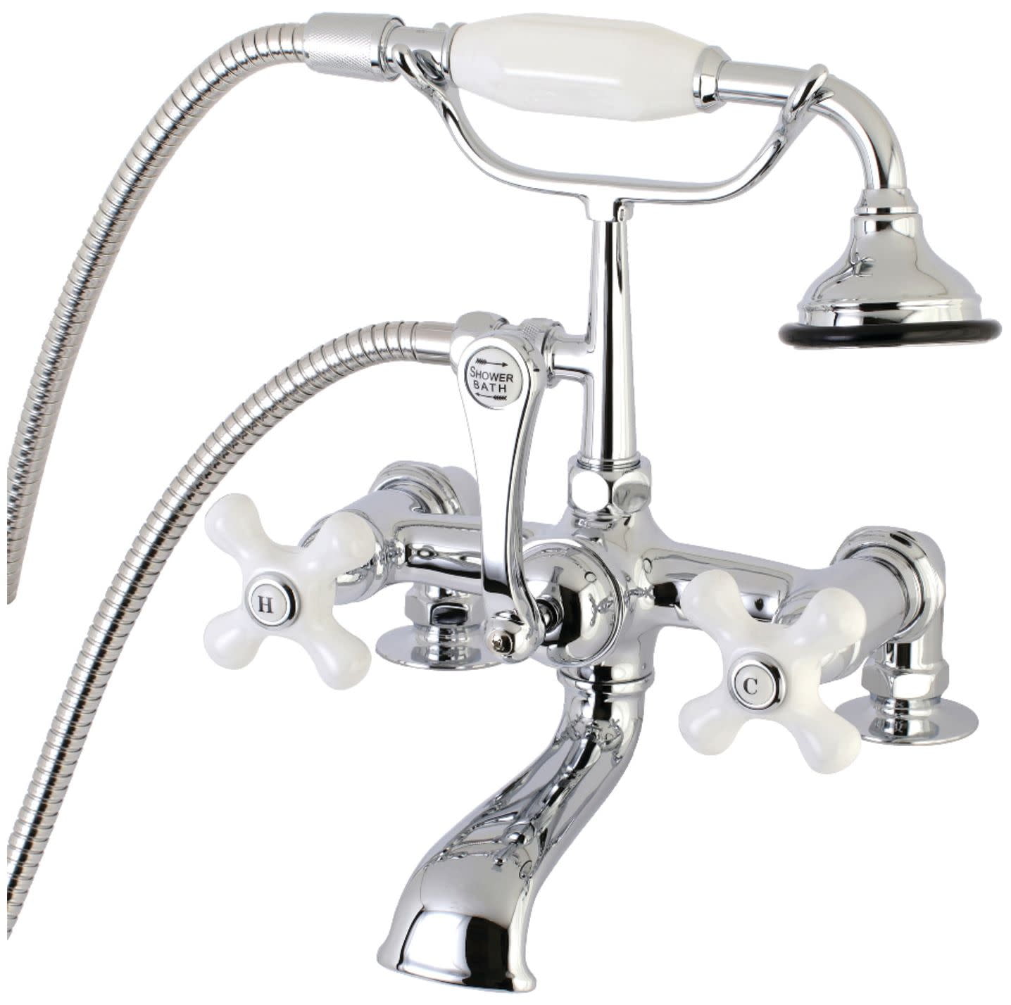 Polished Chrome Clawfoot Tub Faucet with Hand Shower