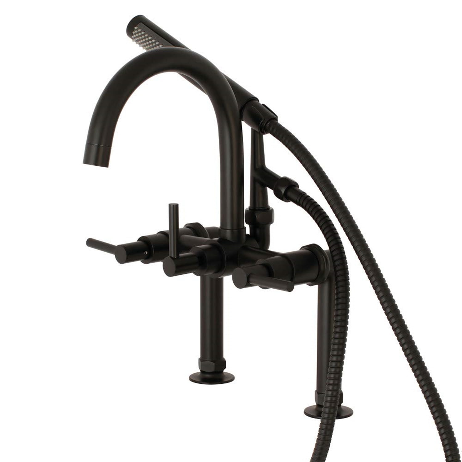 Matte Black Brass Deck Mount Clawfoot Tub Faucet with Hand Shower