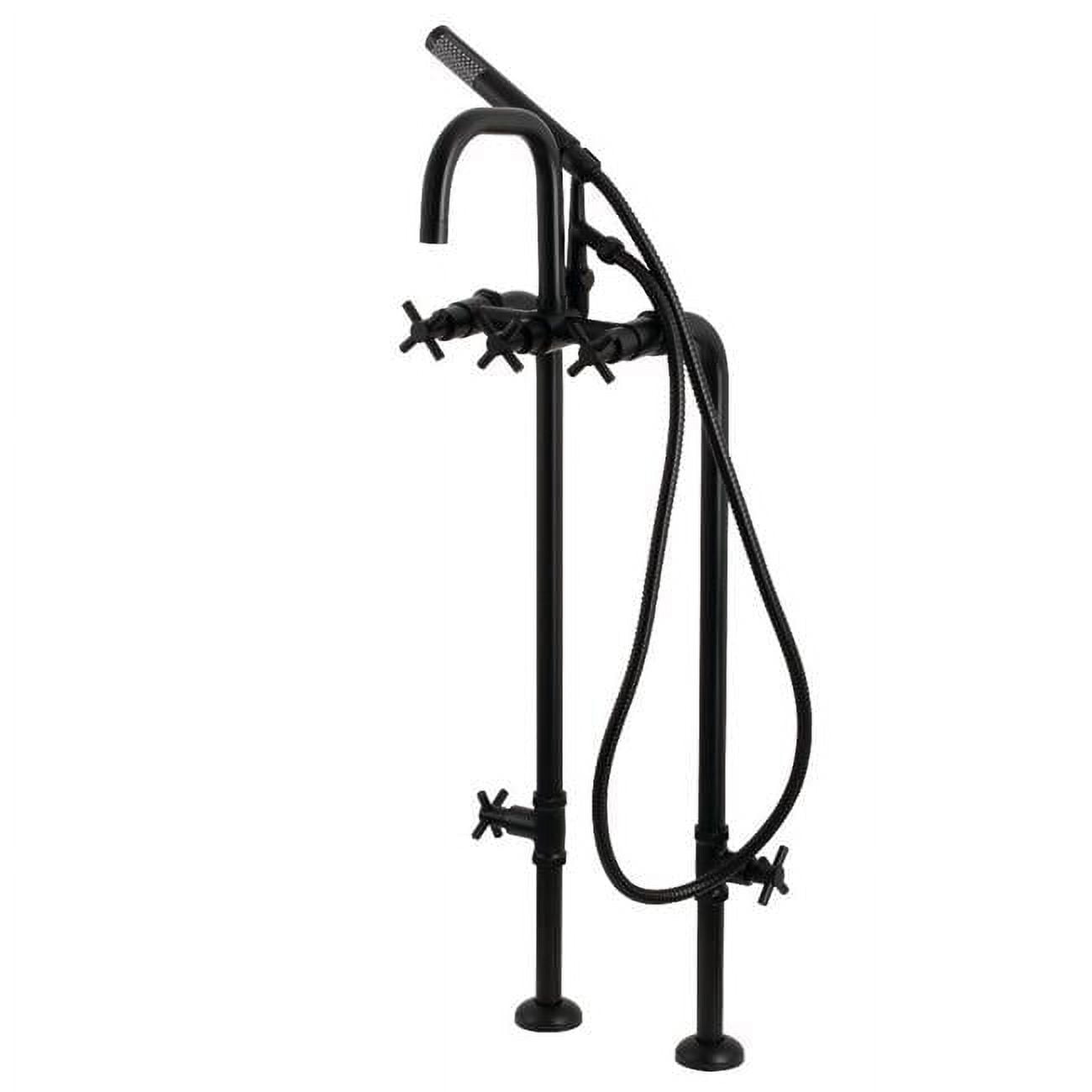 Matte Black Brass Freestanding Tub Faucet with Handshower