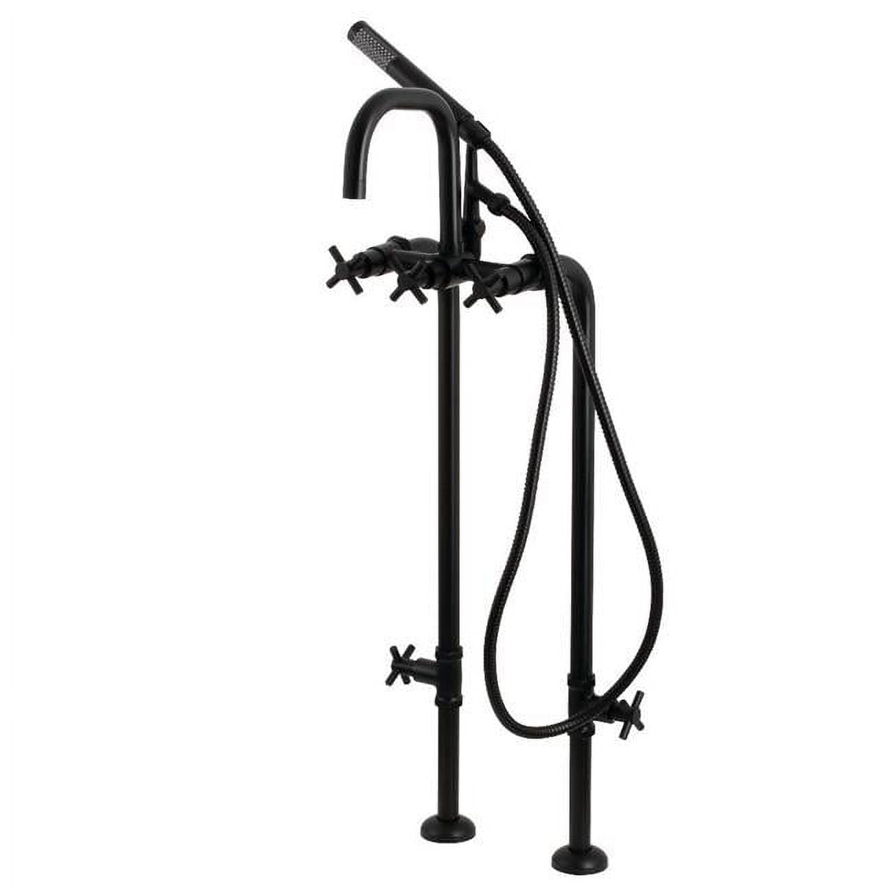 Matte Black Brass Freestanding Tub Faucet with Handshower