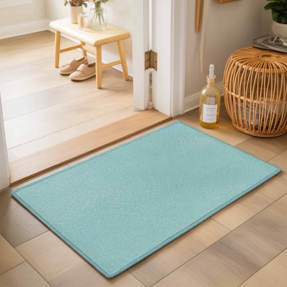 Aqua Washable Small Entryway Area Rugs 2'x3', Natural Solid Color Organic Mottling Texture Washable Throw Rug Non-Slip Sturdy Edge Binding Carpet for Front Door Floor Room Entry